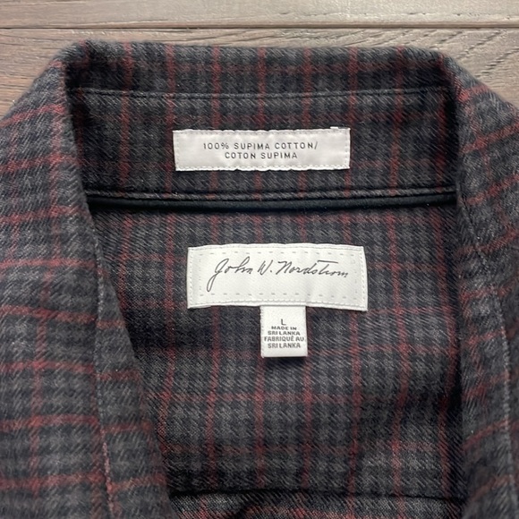 John W. Nordstrom Men’s Large Button Down Maroon/Black/Gray Elbow Patches - Picture 3 of 6